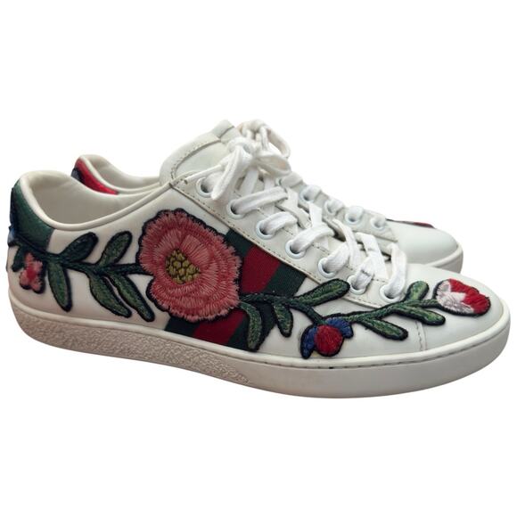 Gucci Ace Embroidered Floral Sneakers Size 36 - Picture 1 of 14